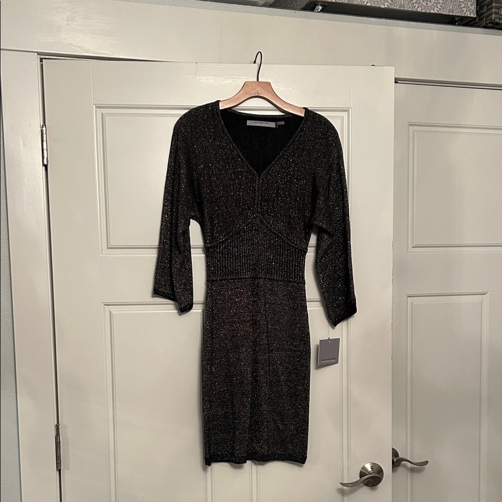 Marc New York Shimmering Black Long Sleeve Dress